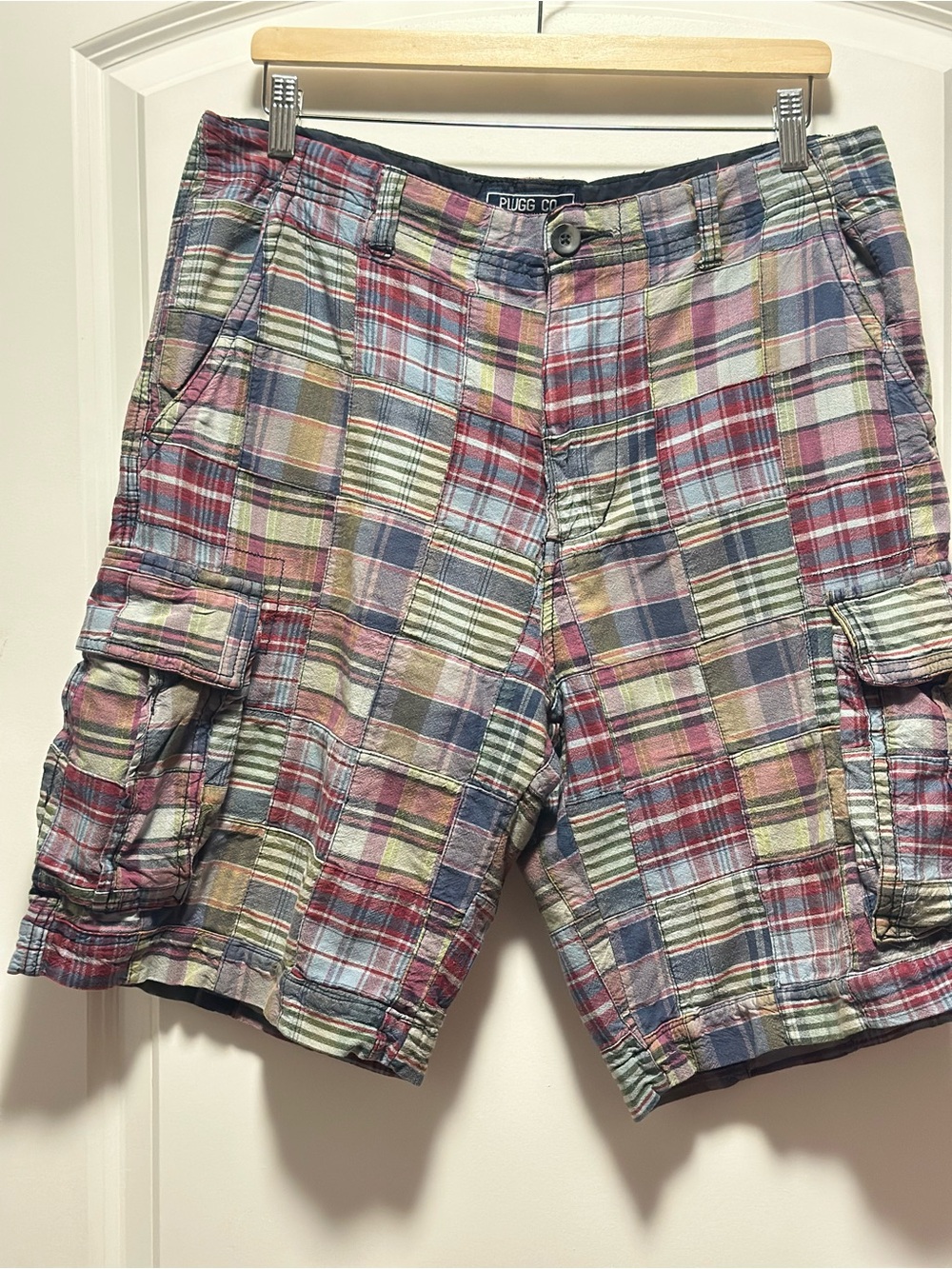 VTG Patchwork Shorts Men 34 Cargo Madras Outdoor Skater Hike Golf Travel Beach